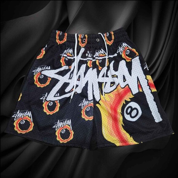 Stussy 8Balls on Fire Short Mesh/Jersey Short Unisex *Modern Boot* - Picture 1 of 4